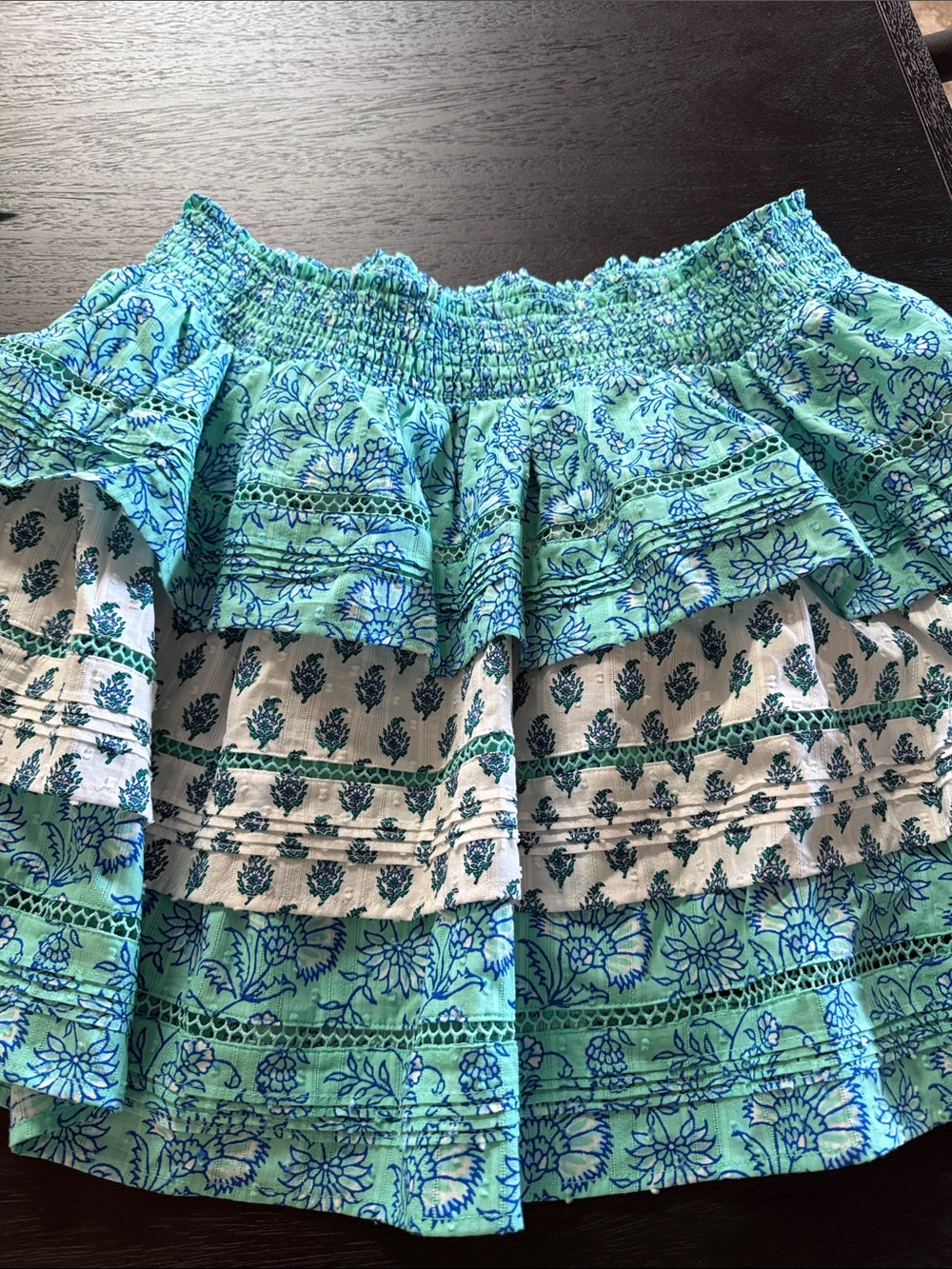 Roller Rabbit by Target Aqua Blue and White Floral Tiered Mini Skirt